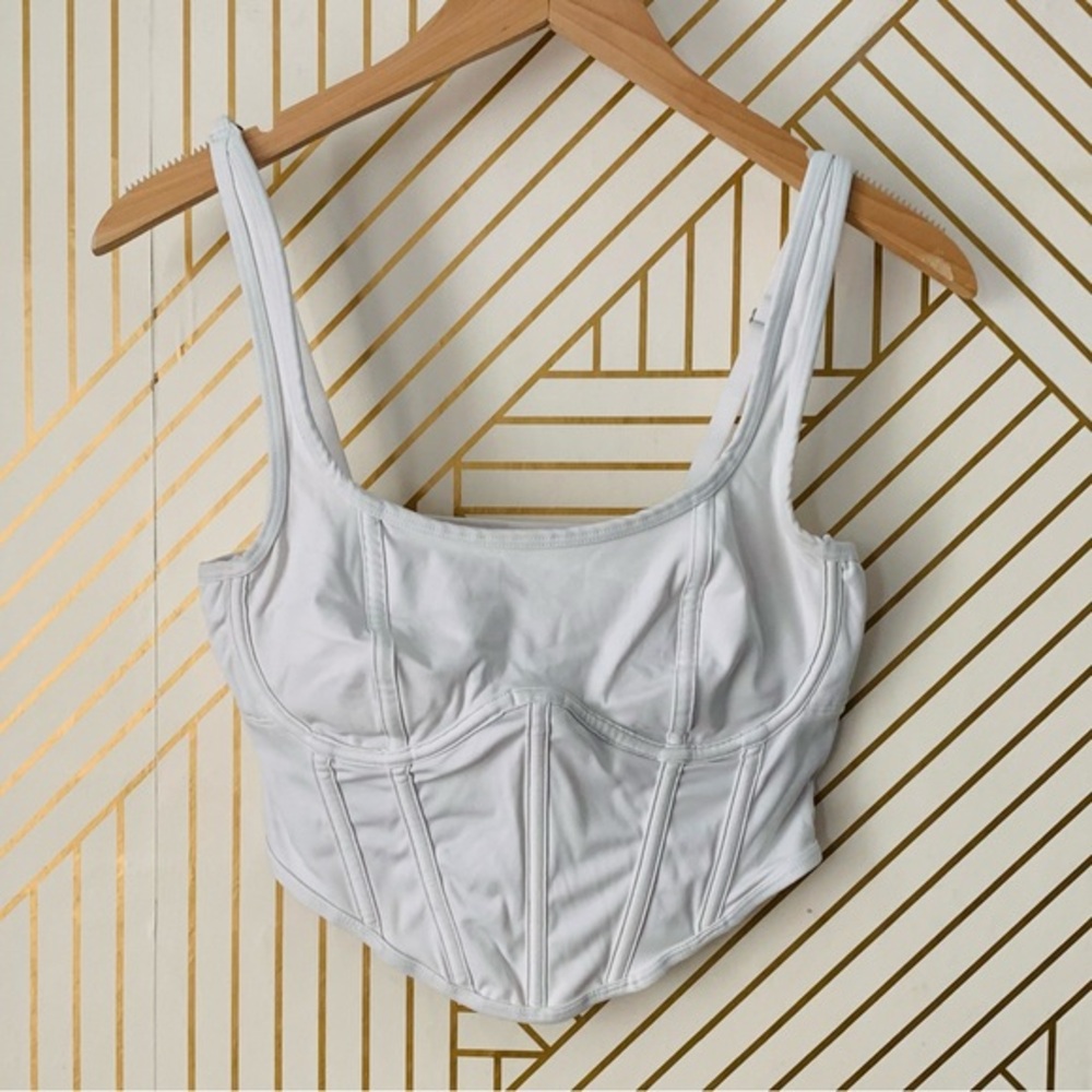 Gilly Hicks structured Bustier crop top white scoop neck adjustable straps M